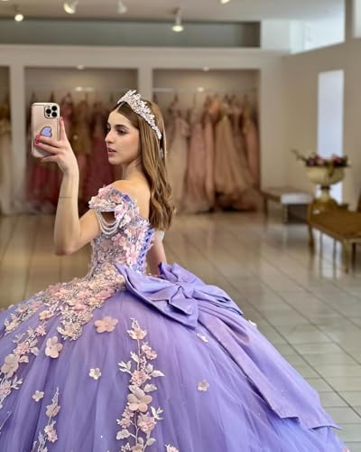 Zhangyo Off Shoulder Quinceanera Dresses Ball Gown Sparkly Tulle Sweet 15 16 Dress Lace Beading Prom Dress with Bow4