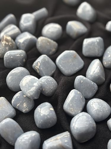 Image of Tumbled Stones, Natural Crystal Healing Stones, Home Office Decor, Aquarium Decorative Pebbles, Vase Fillers (Blue Lace Agate, 200)