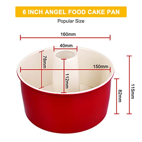 Angel Food Cake Pan 6 Inch Non-Stick Carbon Steel 2-In-1 Round Baking Pan With Removable Loose Bottom, Heavy Duty Bakeware Round Tube Pan Quick Release Chiffon Cake Mold For Baking Kitchen Baking Tray #TOP5