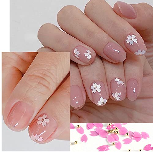 Cherry Petals Glitter Nail Art Sequins, Mixed Flower Nail Flakes Beads Rhinestone Nail Art Designs, 3D Floral Acrylic Nails Supplies For Women Girls Manicure Charms Decorations, Flower Nail Art #TOP1