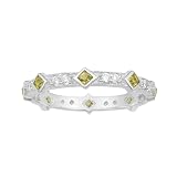 Eternity Ring, Stackable Square 0.50 Ctw Blue Sapphire, Peridot Choice Gemstone Women Wedding Ring,