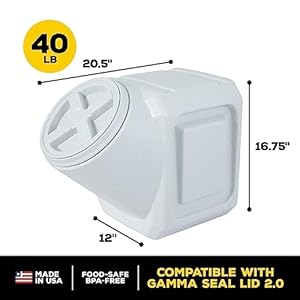 Gamma2 Vittles Vault Stackable Dog Food Storage Container with Sealing Lid Up to 40 lbs Dry Pet Food Storage Container USA Made 205L x 12W x 1675H