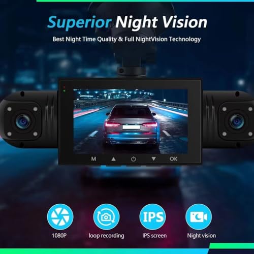 XRC TECH 4 câmeras veiculares para carros, câmera frontal interna e traseira para carro, visão notur