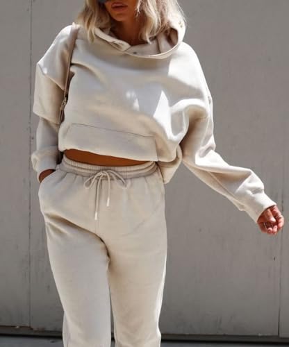 INFITTY Women's Hoodies Casual Long Sleeve Lightweight Sweatshirts Button Collar Loose fit Pullover Tops with Pocket - Image 5