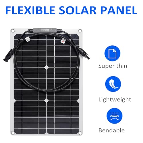 Daconovo Jogo portátil do painel solar de 20w 18v, painel solar flexível impermeável com conector de