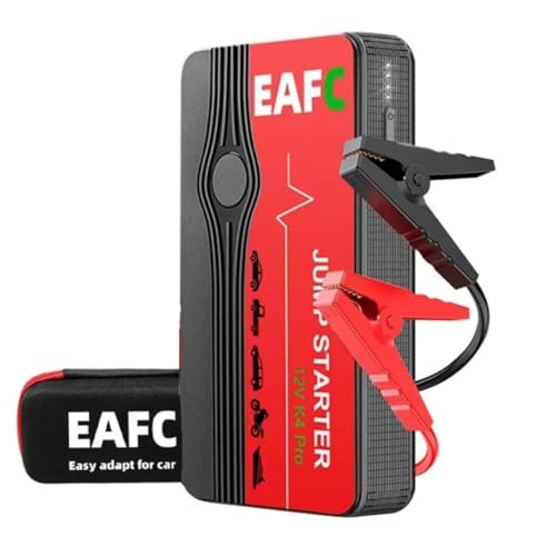 EAFCAuto Arrancador de Emergencia para automóvil de Corriente máxima 600A, batería Externa de 12V, iluminación LED, Interfaz USB, Banco de energía de Arranque para vehículos de Gasolina de 3L (Negro)