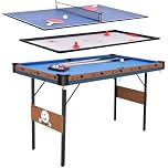 ALPIKA Foldable Games Table 3 in 1 Combo Game Table, Folding Pool Table/Billiard Snooker Table, Air Hockey Table, Table Tennis Table with All Accessories, 55 Inch