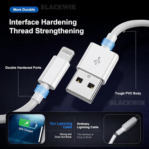 Image of Blackwik USB to Lightning Cable, Certified Fast Charging & Data Sync Charging Cable Compatible with iPhone 14, 13, 12, 11, X, XS, XR, 8 Plus & iPads