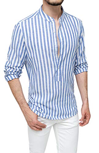 Chemise en lin homme style estival à rayures l'esprit des vacances en Italie