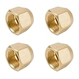 UZYXC 4 Tuercas de Latón para Aire Acondicionado, Tuerca de Unión de 1/4 de Pulgada para Tubo de Cobre, Tuercas Delgadas y Reforzadas, Conexión Estanca para Tuberías de Refrigerante R134a R410a