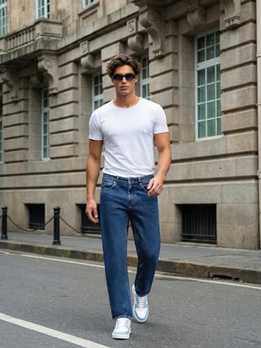 Image of Urbano Fashion Men's Relaxed Fit Washed Denim Jeans Non-Stretchable