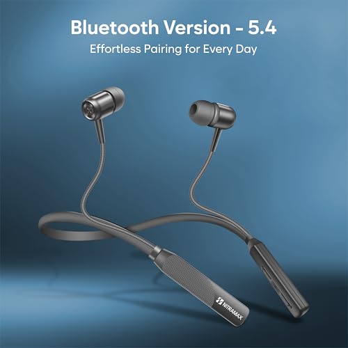 Image of Bluetooth 5.4 Wireless Neckband Headphones, 20-Hour Playtime, Superior Bass with Intelligent Voice Noise Reduction, Crystal Clear Calls & Effortless Pairing, Ergonomic Sports Earbuds (Black)