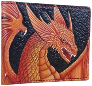 Dragon Wallet, Celtic leather wallet, Viking wallet, 3D Genuine Leather Wallet, Hand Carved, Biker Wallet, Leather Carving Wallet, Handmade Carved Leather Bifold Wallet
