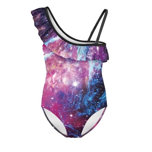 Image of Girls One Piece Swimsuit Ruffled Halter Bathing Suit with Adjustable Strap Beach Sport Swimwear for 3-14 Years