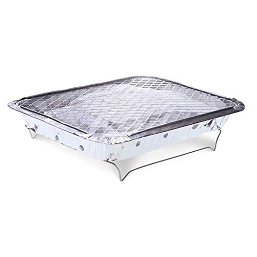 Parrilla portátil para barbacoa con papel de aluminio desechable de carbón para el hogar, al aire libre, viajes, pesca, camping