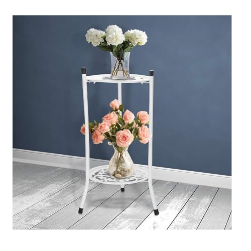 M.J COMFY-LIFE Metal Plant Stand Iron Flower Display Shelf Indoor Outdoor Support Rack Garden Terrace Decoration (White)