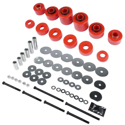 Body Mount Bushing Set Kit Replacement for Ford F-150 F-250 F-350 1980-1998 2WD 4WD Body Cab Mounts & Steel Sleeves & Hardware (Red) AKWH - Thumbnail 3