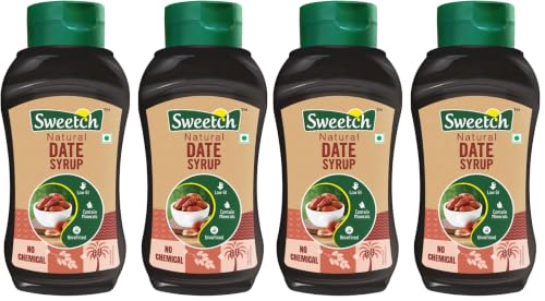Image of Sweetch Dates Syrup | Pure Natural Sweetener | No Added Sugar or Preservatives | Ideal for Milk, Cookies, Milkshakes, Pancakes, Muffins & Toppings | Convenient Squeeze Bottle (400 gm, Pack of 4)