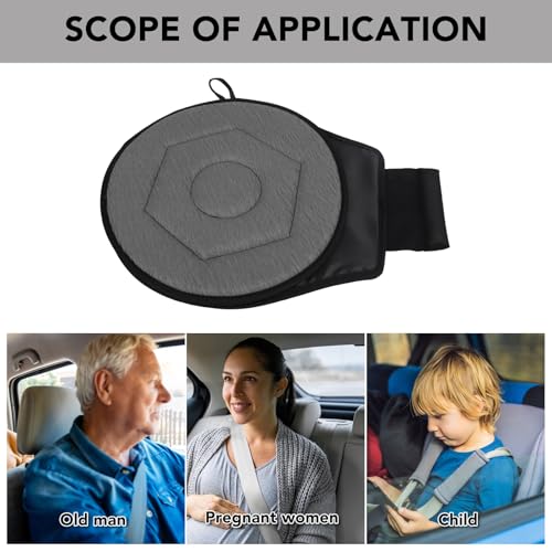 Image of 360 Degree Rotating Car Cushion for Elderly Pregnant Woman Children, Portable Round Seat Pad, Rotating Car Swivel Seat Cushion, Rotatory Chair Pad (Grey)