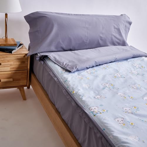 10XDIEZ Funda Saco Nórdico Ajustable Cama Individual (No Incluye Relleno) - (Gris Panda - Cama...