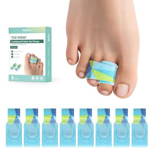 Welnove Hammer Toe Straightener - 8 Pack Broken Toe Wraps - Hammer Toe Corrector for Women - Toe Splints for Crooked Toes, Curled Toes, Bent Toes - (Multi-Size, Patterned)