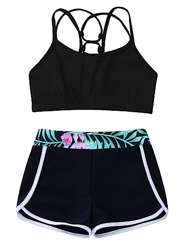 Kids Girls 2 Piece Outfits Sports Bra Tank Top with Booty Shorts Sets for Swim/Dance/workout/Gymnastics3