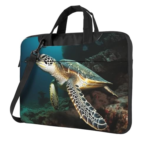 Maletín para portátil con diseño tortuga de mar negro miniatura 1