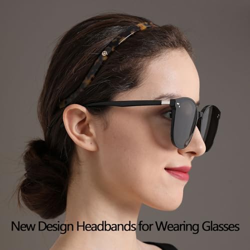 Kovolitu Women'S Headbands For Glasses Wearers Acetate Resin Hair Band No Pressure, No Headache, Comfortable Headbands For Women Fashion Thin Headbands-Tortoise thumb #1