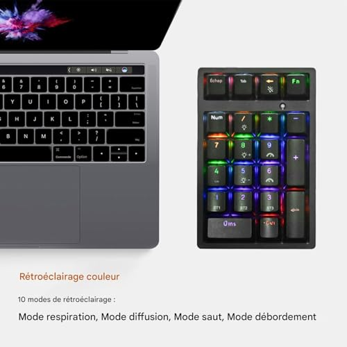 Clavier numérique sans fil mécanique USB avec touches programmables de comptabilité