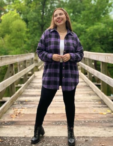 IN'VOLAND Plus Flannel Womens Button Down Shirts Work Blouses Lightweight — view 5