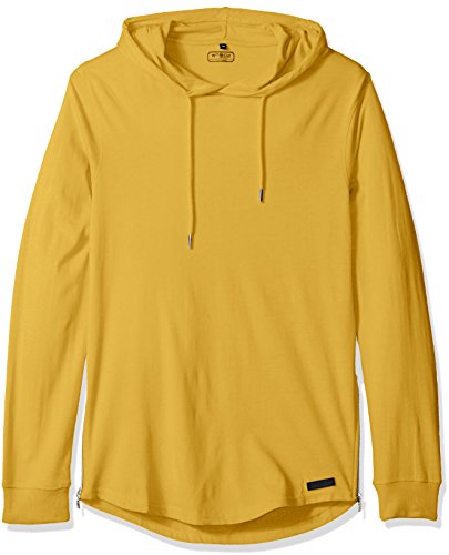 WT02 Men's Long Sleeve Scallop Basic Hooded Tee with Side Zippers