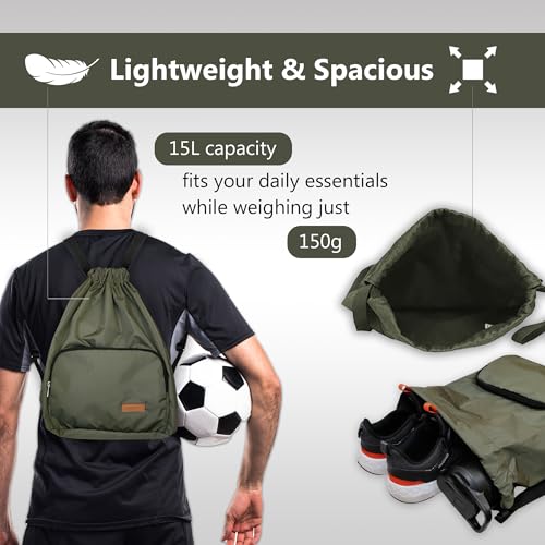 Image of Alienoid 15L Drawstring Bag | Gym Backpack for Men & Women | Draw String Bag for Sports, Football, Cycling, Swimming & More | Lightweight Drawstring Backpack for Travel & Daily Use