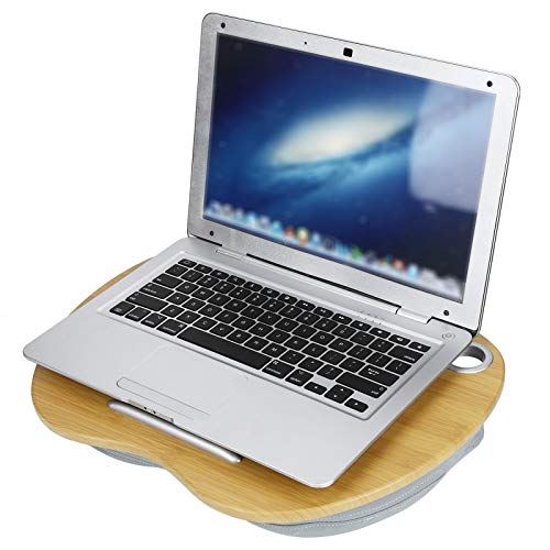 Lap Desk, Laptop Stand for Bed Multifunction Laptop Tray with Cushion Portable Bed Table Ergonomic Wooden Stand for Home Outdoor (Gray)