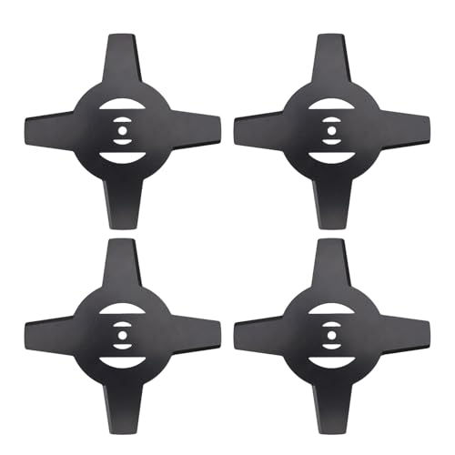 Yusat 4 Pièces 4 Dents Débroussailleuse Lame Herbe Tondeuse à Gazon Lame en Acier à Haute Teneur en Carbone