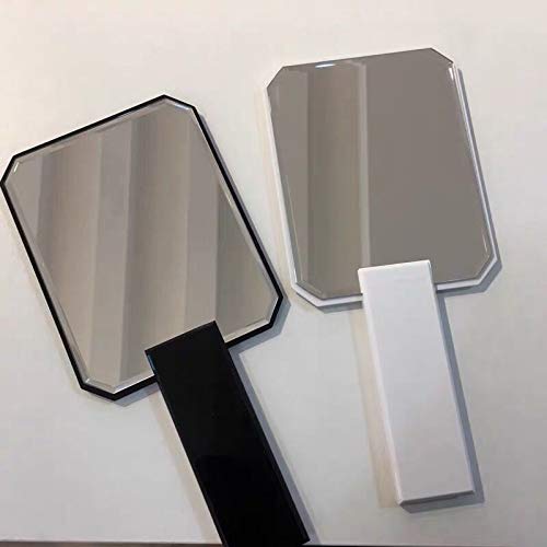 1PC Acrylic Hand Mirror Cosmetic Mirror with Logo Salon Barbers Hair Dressing Paddle Hairdressers Handheld Mirror (Color : Black)