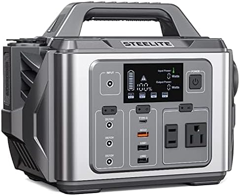 PryMax Steelite Portable Power Station 296Wh/300W Solar Generator 80000mAh/110V Pure Sine Wave AC Outlet, Solar Backup Lithium Battery Portable Generator Peak 600W for Outdoor Camping CPAP Travel RVs