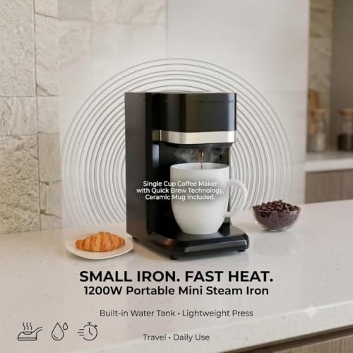 Image of Drumstone Single Cup Coffee Maker with Quick Brew Technology, Ceramic Mug Included, Reusable Filter, Compact Drip Coffee Machine for Home, Office, Hostel, Travel & Personal Use