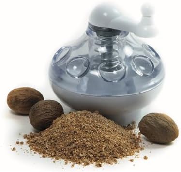 Norpro Nut and Hard Spice Grinder for Nutmeg Ginger Rock Salt and Peppercorn White 3.5" x 3" x 3"