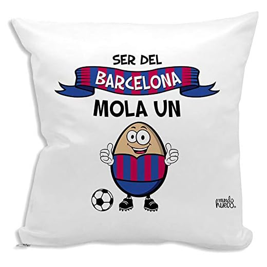 Cojin Decorativo, Original y Personalizado para Regalo, Ideal para Hobby. Incluye Relleno. Ser del Barcelona me Mola un Huevo. 42,5 X 42,5 cm. Cojines con Agradable Tacto de Algodon.