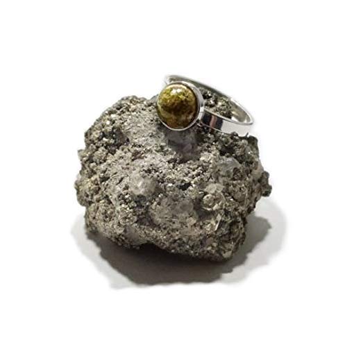 Bague en argent avec unakite véritable, bijou pierre semi précieuse verte