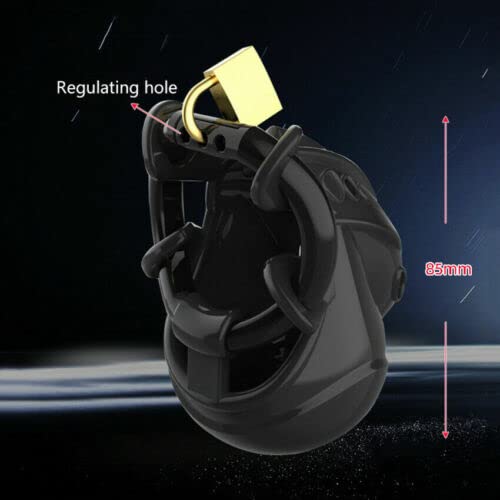 TEAMWILL Male Fully Restraint Chastity Device Silicone Cage Adjustable Ring Belt (Black)