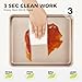 HONGBAKE 2 Pack 11 x 9 Inch Toaster Oven Pans and Trays, Small Baking Sheet Set for Cooking, Non-Stick Cookie Sheets, Heavy-Duty 0.8mm Thick, Easy to Clean, 1.26 Inch Deep, Gold