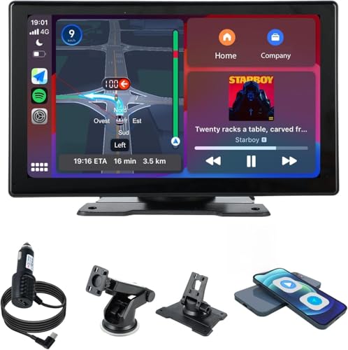 plimpton 9 Zoll Auto Display mit Wireless Carplay und Android Auto IPS Touch Smart Screen Digital Media Receiver mit Mirror Link Live Navigation BT AUX L2
