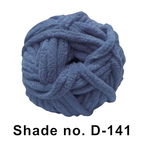 Image of VCR Tufts Blue, 100 Grams Hank, 60 Meters Length, Premium Polyester Ball for Crochet and Knitting, Pack of 1 Yarn, Soft and Bulky Fur Suitable for DIY