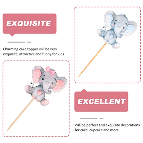 OSALADI Cupcake de Elefante Azul E Rosa Elepha de Aniversário Topper Topper Pequeno Peanut Baby Show