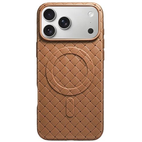 IPhone 17 Pro Max / 17 Pro / 17 Air / 17 用 編み込みデザイン ケース ソフトTPU スリム 薄型 軽量 耐衝撃 滑り止め 放熱設計 MagSafe対応 スマホカバー(Brown,17)