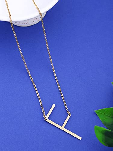 Image of Yellow Chimes Fashion Stainless Steel Gold Plated Initial Letter Pendant for Women and Girls
