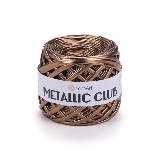 Image of YarnArt Metallic Club Super Bulky T-Shirt Yarn - 100% Polyester, 6.35 oz / 180 gr, 60 yrds / 55 Meters - Shiny Colors for Handbags, Rugs, Chic Night Bags, Crochet (8108)