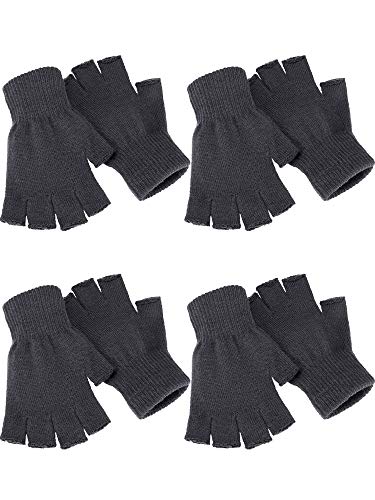 Image of SATINIOR 4 Pairs Winter Half Finger Gloves Knitted Fingerless Mittens Warm Stretchy Gloves for Men and Women