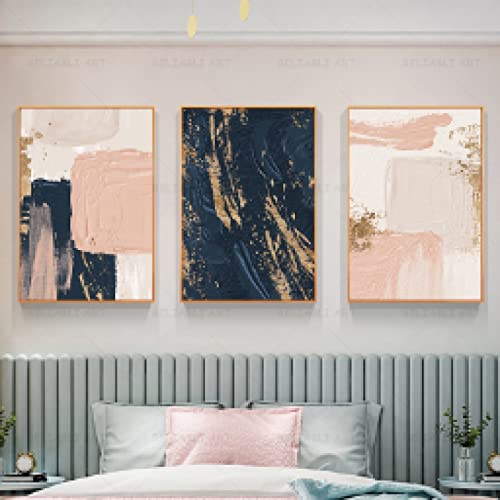 Affiches Abstraites Modernes Rose Bleu Toile 20x30cm x3